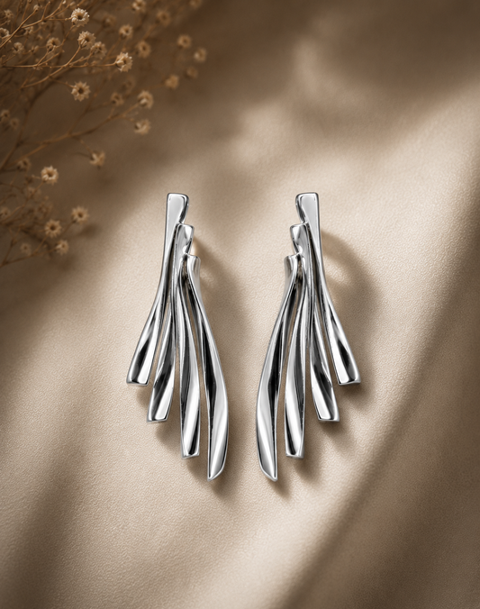 Silver Cascade Luxe Drop Earrings