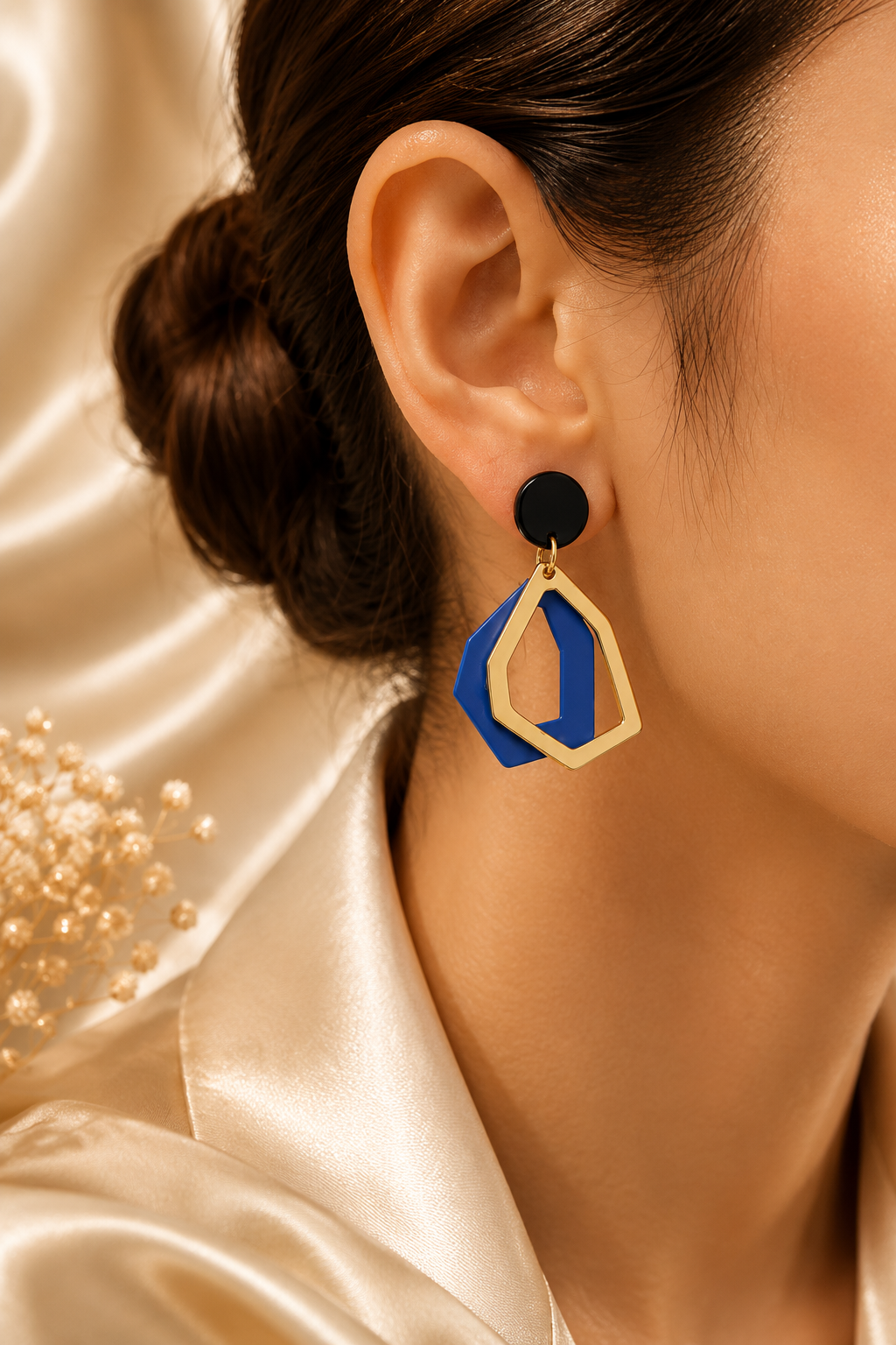Royal Blue Geometric Luxe Earrings