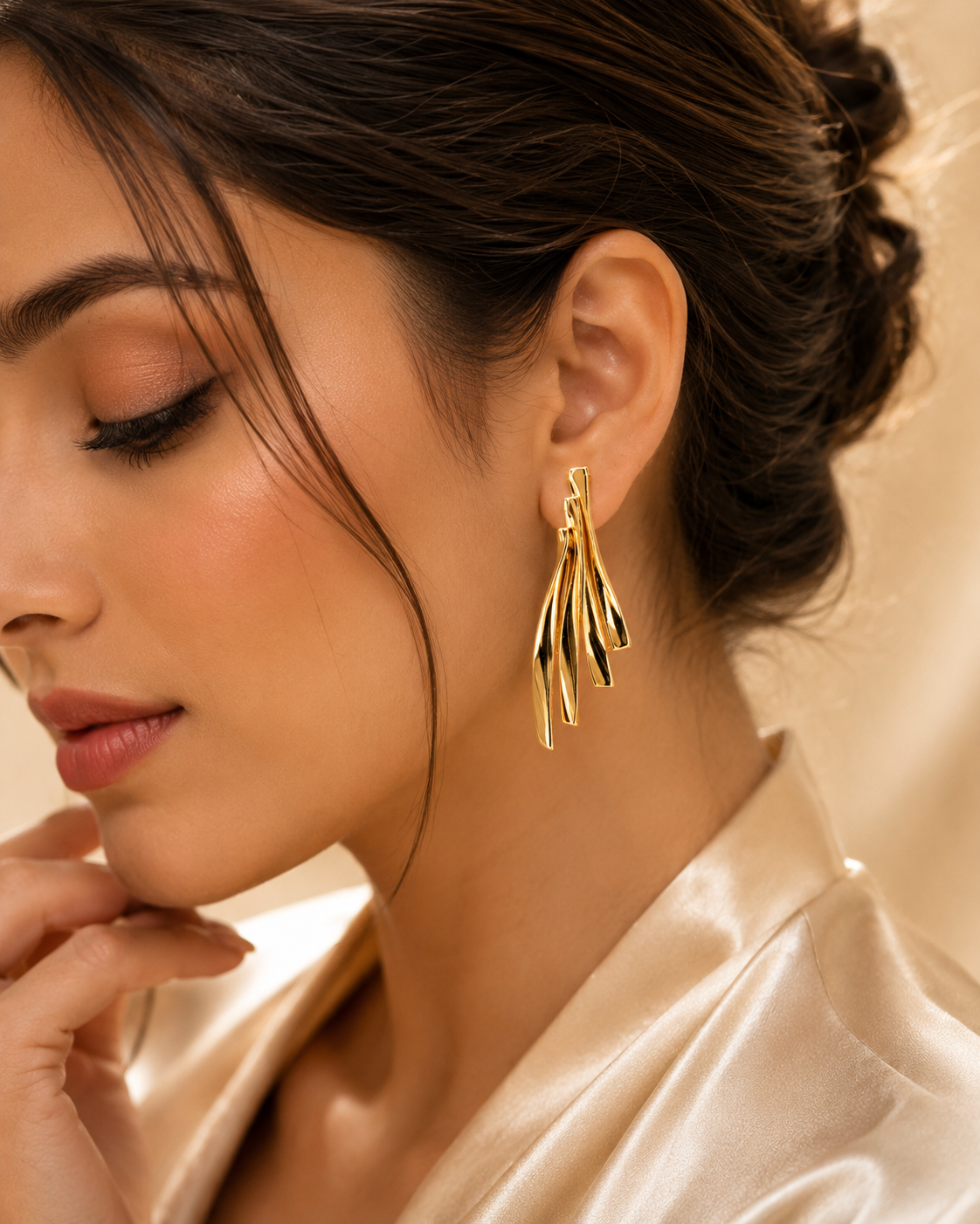 Golden Cascade Luxe Drop Earrings