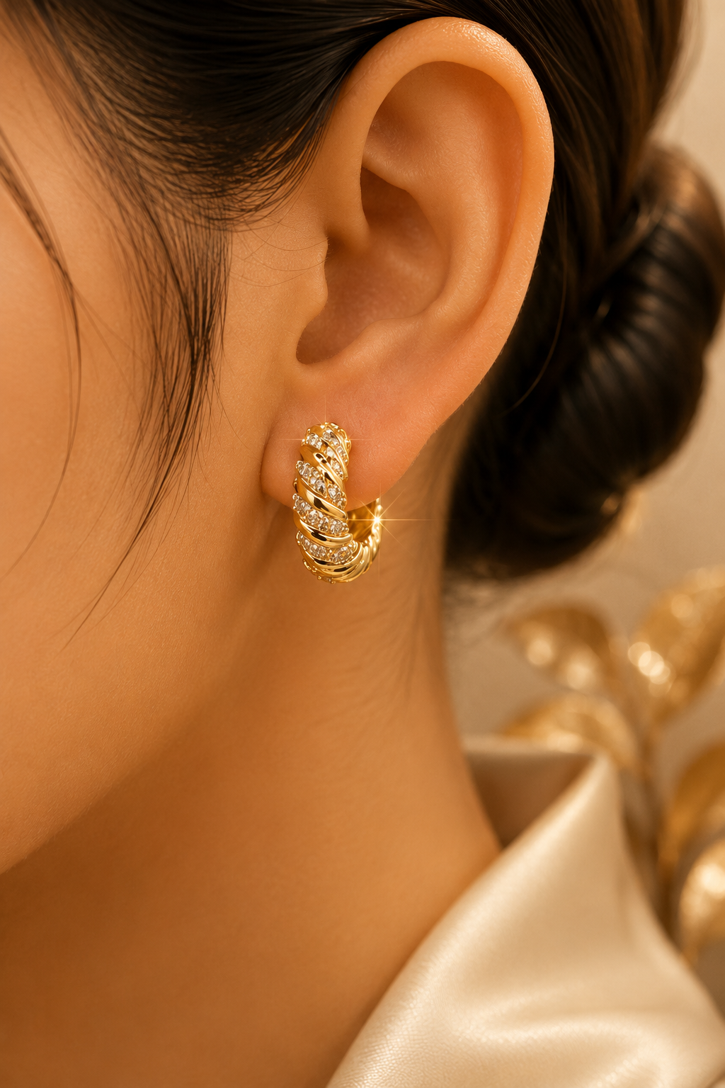 Golden Twisted Luxe Hoop Earrings