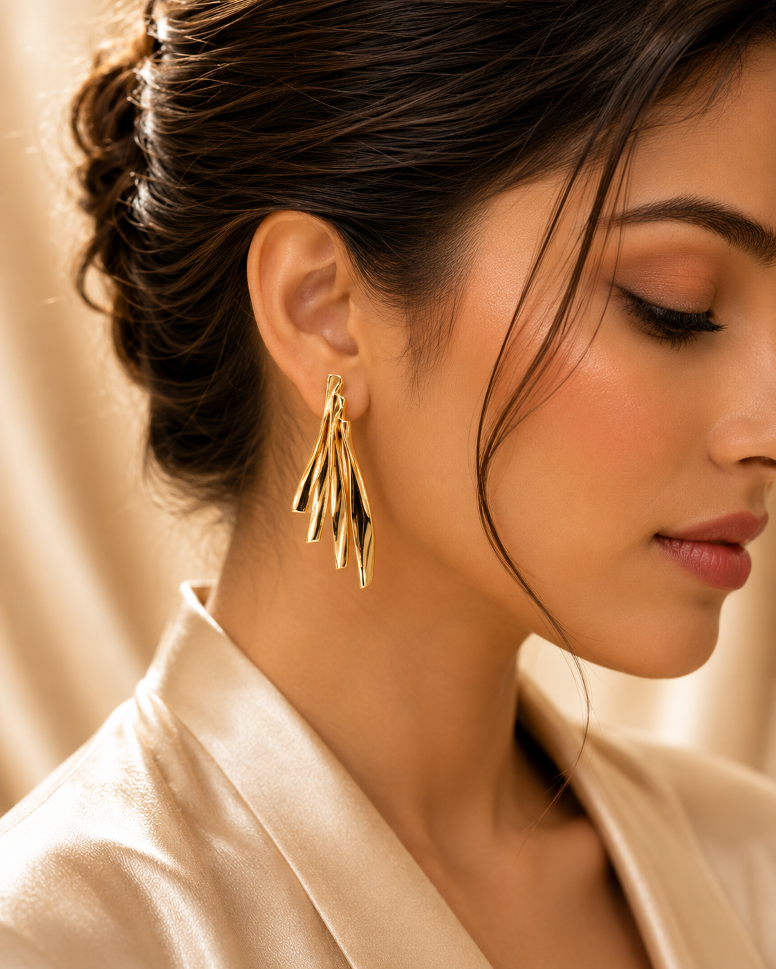 Golden Cascade Luxe Drop Earrings