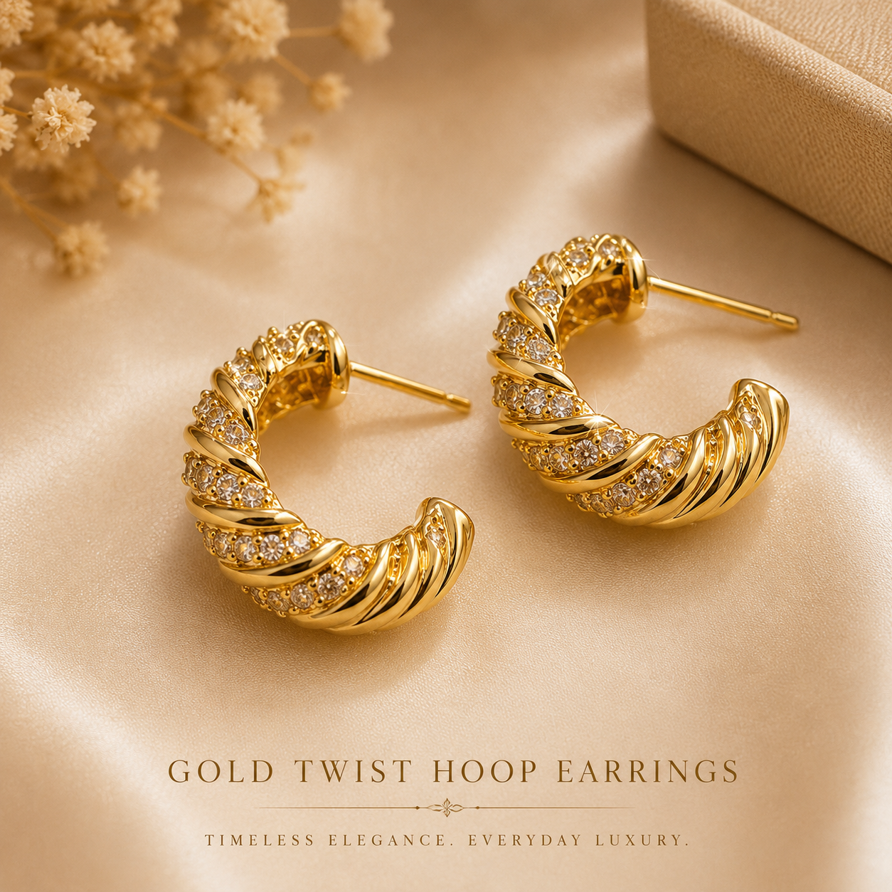 Golden Twisted Luxe Hoop Earrings