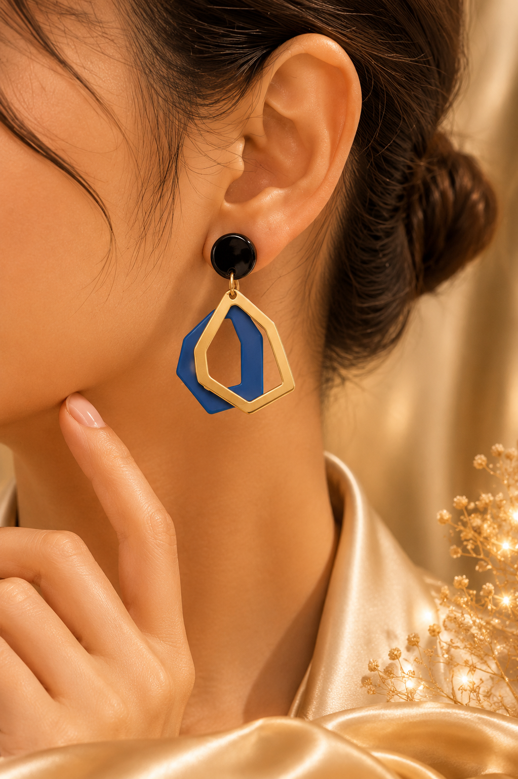 Royal Blue Geometric Luxe Earrings