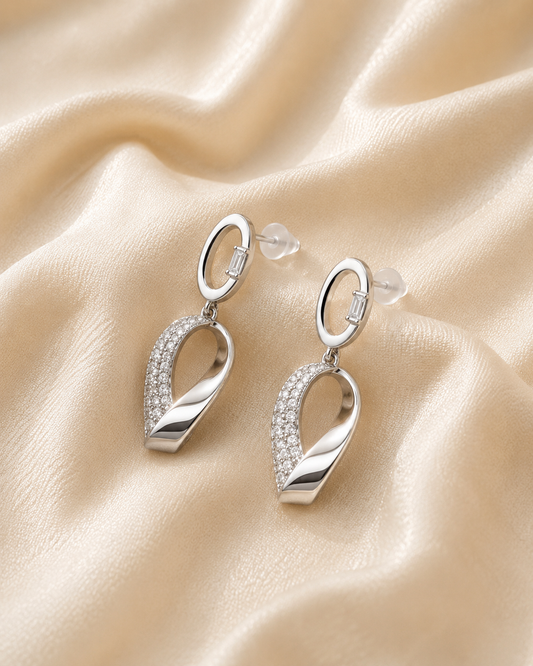 Silver Teardrop Crystal Earrings
