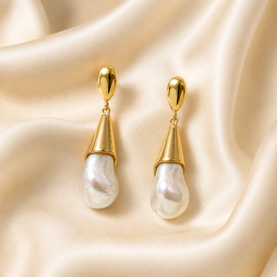 Golden Pearl Luxe Drop Earrings