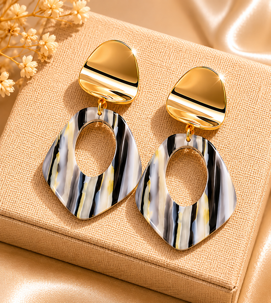Golden Marble Luxe Drop Earrings